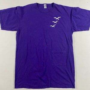 Vintage Cal Cru Seagulls Pocket T Shirt Adult OSFA Purple Nature Birds Made USA